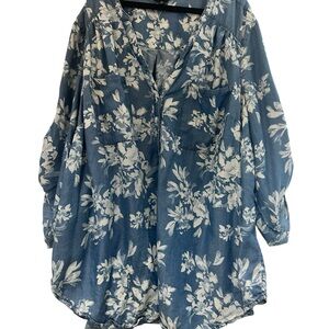 Torrid Blue Floral Blouse